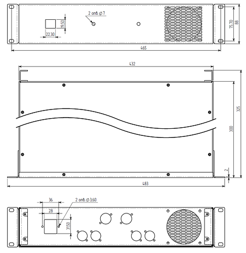 Корпус MiBox для усилителя мощности звука, модель MB-2300v1 (Ш483(432 ...