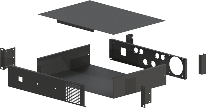 Корпус MiBox для усилителя мощности звука, модель MB-2300v1 (Ш483(432) Г325(300) В88) черный - фото 3 - id-p642002947