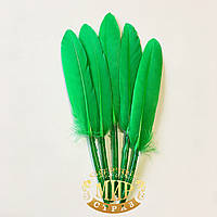 Натуральное гусиное перо 8-10 см, цвет Emerald , 1шт