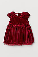 Платье велюровое на подкладке для девочки H&M 0889266-001 080 см (9-12 months) Бордовый