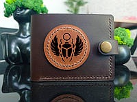 Кожаный кошелек с гравировкой "СКАРАБЕЙ" (Type A)