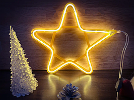 Вулична Світлодіодна Фігура Неонова Зірка 32 х 28 см Теплий Білий