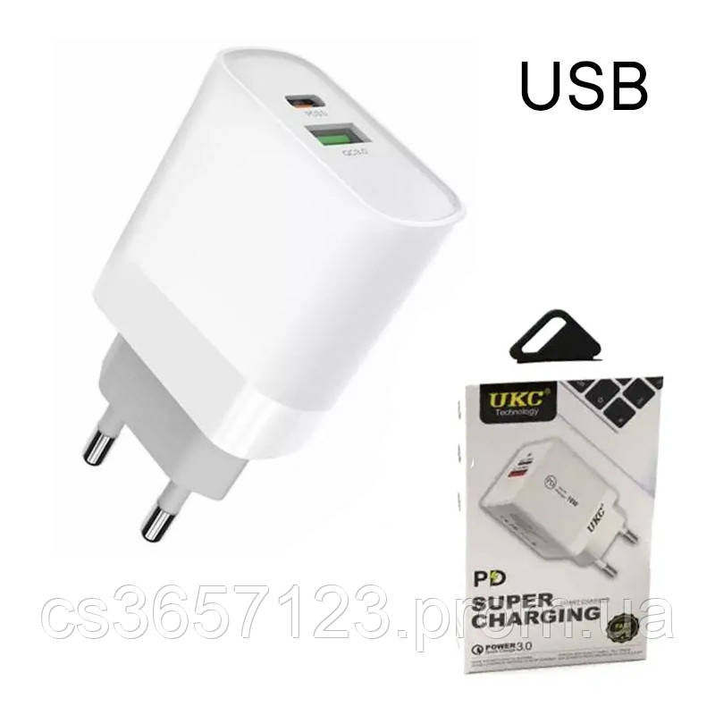 Мережевий зарядний пристрій 18w PD 889 USB+type C