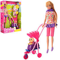 Кукла с собачкой с набором коляска для прогулки с животным