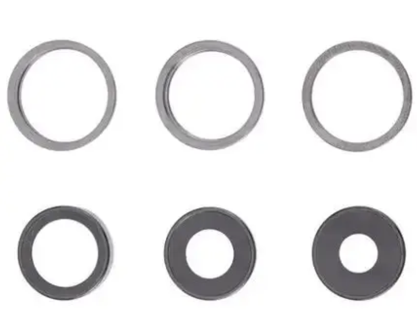 Скло камери для iPhone 13 Pro/13 Pro Max, сіре, Graphite + кільце, комплект 3 шт., фото 1