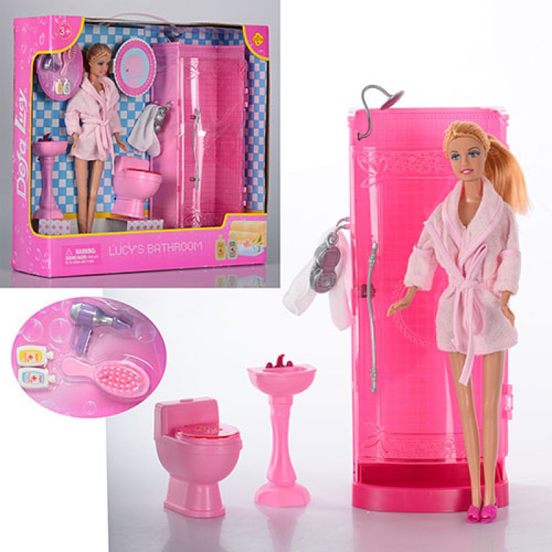 Меблі для ляльки барбі — ванна кімната, душ, туалет, умивальник, серія ляльок Дефа
