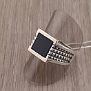 Чоловіча срібна печатка з золотом і чорним каменем. Перстень зі срібла з накладкою золота 375, фото 7