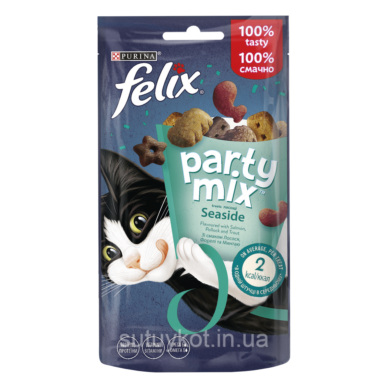 Felix Party Ocean Mix — океанічний мікс ласощів для кішок 60 г (лосось, форель і мигтай)