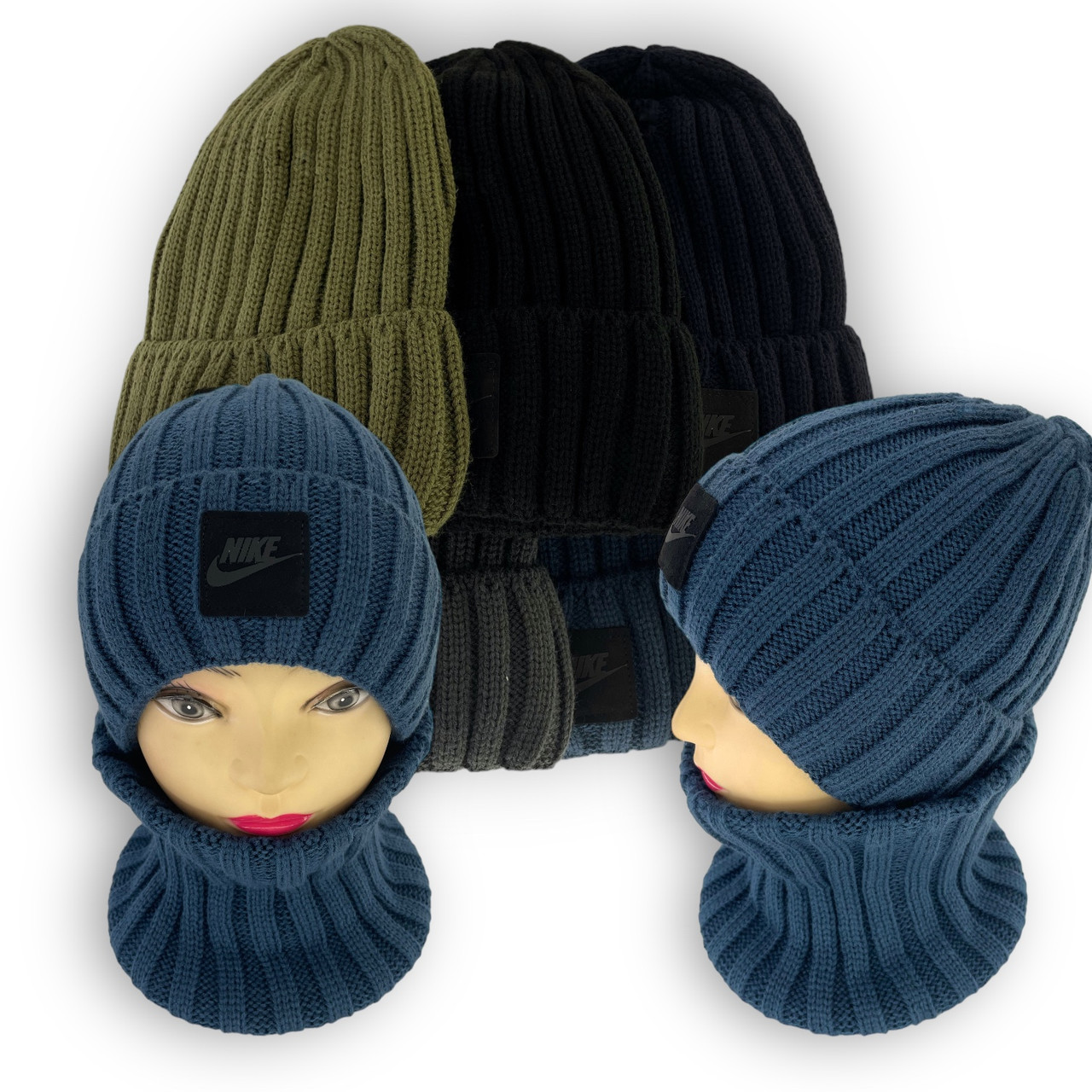 ОПТ Дитяча шапка та шарф-хомут для хлопчика, р. 50-54 (5 шт./набір), фото 1