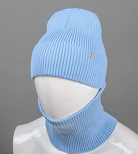 Подвійна Резинка з відворотом + Баф (С2218), Блакитний