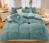 Велюровое постельное белье с травкой евро комплект Теплое постельное белье бирюзовое на большую кровать