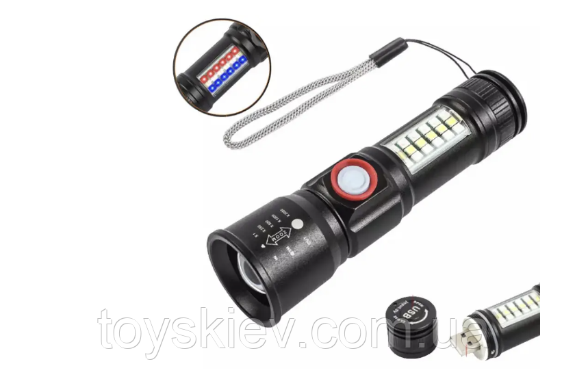 Ліхтар ручний SY-1903C-P50+SMD+RGB, Li-Ion акум. ЗП USB, zoom, фото 1