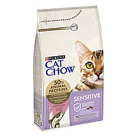 Cat Chow Sensitive Кет чау корм для кошек с чувствительным пищеварением 1,5 кг (лосось)