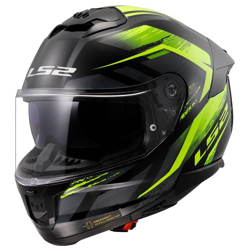 МОТОШОЛОМ ЗАКРИТИЙ LS2 FF808 STREAM II FURY КОЛІР GLOSS BLACK H-V YELLOW, фото 1