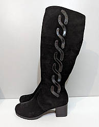 STTOPA зима. Висота 44 см. Розмір 44-29 см. Чоботи великих розмірів шкіряні. Каблук 6,5 см. 249-4244-65 Чорні