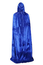 Плащ-накидка синій велюровий карнавальний (170 см)