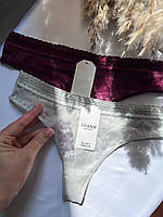 Женские трусики стринги в рубчик с кружевом набор 2 шт Красивые качественные женские трусы стринги набор L/XL