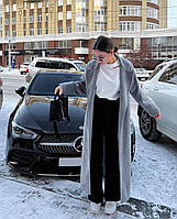 Женское утепленное кашемировое длинное пальто с поясом размер универсальный 42-46