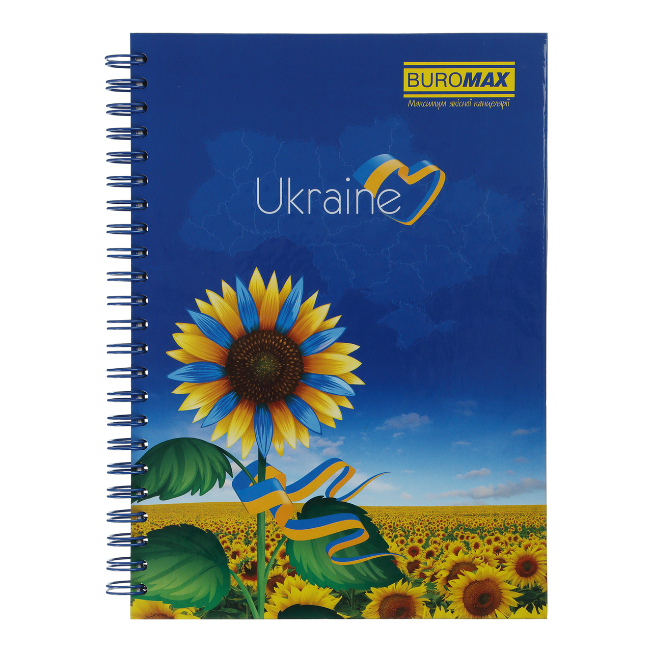 Блокнот на пружині Buromax Україна А-5, 96арк., клітинка, тверда обкладинка BM.2412