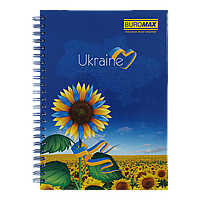 Блокнот на пружині Buromax Україна А-5, 96арк., клітинка, тверда обкладинка BM.2412