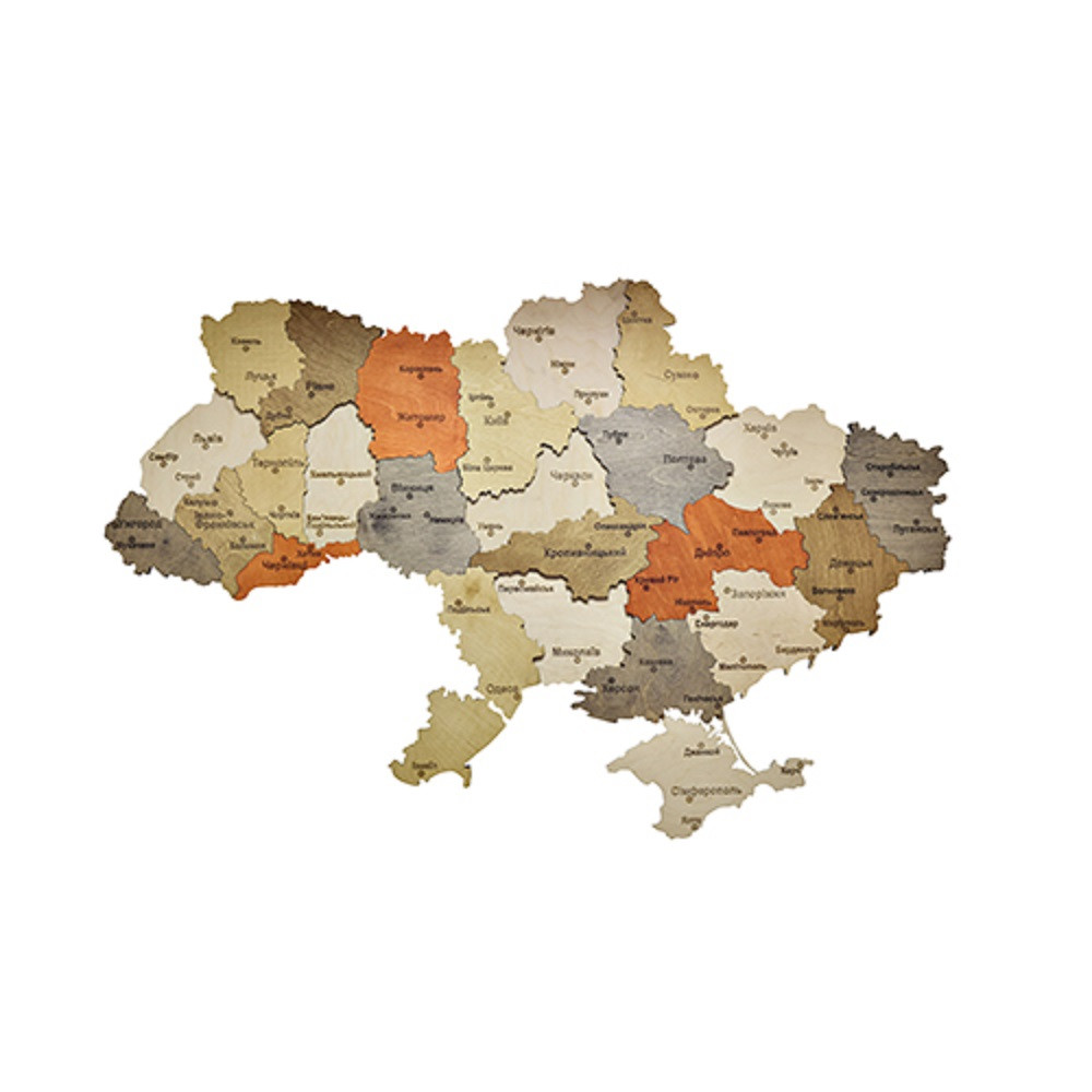Дерев'яна карта України на стіну декоративна карта 75*50см FL230