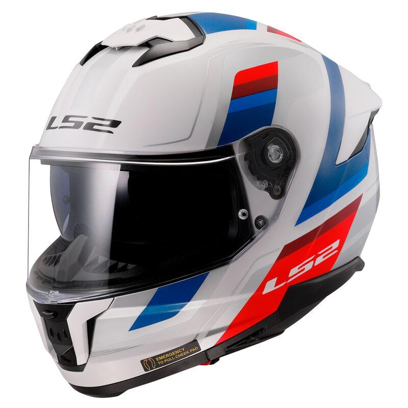 МОТОШОЛОМ ЗАКРИТИЙ LS2 FF808 STREAM II VINTAGE КОЛІР GLOSS WHITE BLUE RED, фото 1