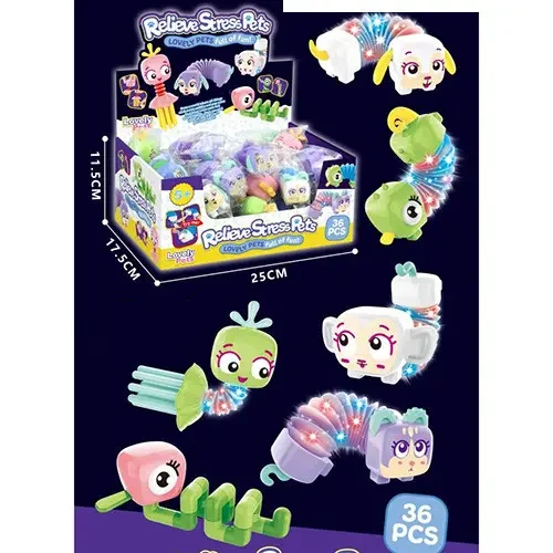 Гра SS-9128 тваринки, антистрес, розтягується,світло, бат.(таб.),6видів,36шт. , у дисплей, 25-17,5-11,5 см., фото 1