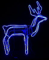 Фігура Новорічний Олень Світний із Поворотом Голови 120 см Гнучкий Неон Синій