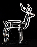 Фігура Новорічний Олень Світний із Поворотом Голови 120 см Гнучкий Неон Холодний Білий