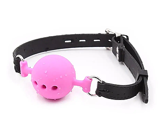 Кляп DS Fetish Mouth silicone gag L black/pink, 5 см.