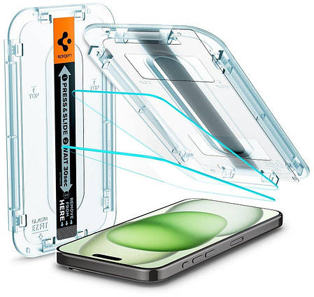 Захисне скло Spigen для Apple iPhone 15 Plus EZ FIT tR (2 Pack), фото 1