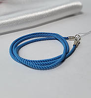 Шнурок на шею милан голубого цвета шелковый 2мм 35 см серебро 925 пробы 6010/2 0.98г