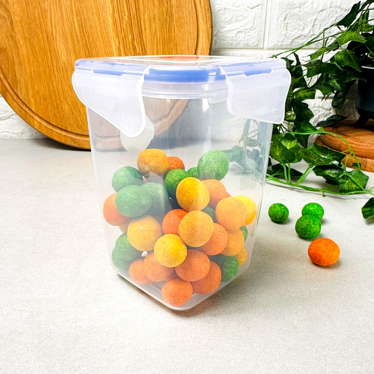 Високий квадратний харчовий контейнер 1л Прозорий Фієста Алеана