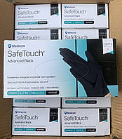 Перчатки нитриловые текстурированные без пудры нестерильные SafeTouch® Advanced Black, черные, размер L