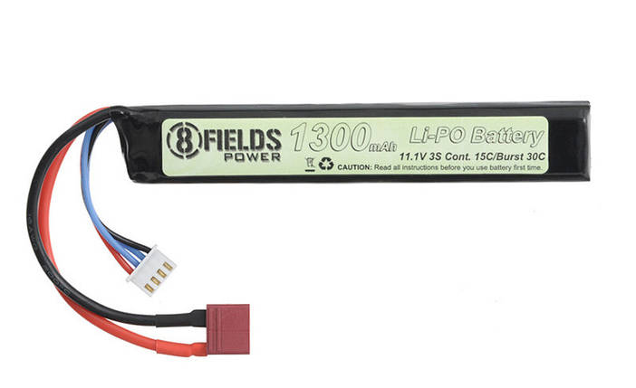 Акумулятор Li-Po 1300mAh 11,1V 15/30C -T-CONNECTOR [8FIELDS] (для страйкболу), фото 1
