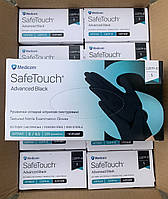 Перчатки нитриловые текстурированные без пудры нестерильные SafeTouch® Advanced Black, черные, размер S