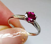 Серебряное кольцо с африканским Purple Pink Рубеллитом 0.69ct и белыми топазами Cертификат AIG