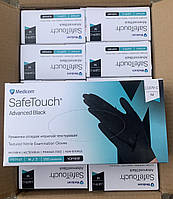 Перчатки нитриловые текстурированные без пудры нестерильные SafeTouch® Advanced Black, черные, размер M