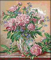 Набір для вишивання хрестиком " Букет квітів. Півонії", канва 47 х 54 см