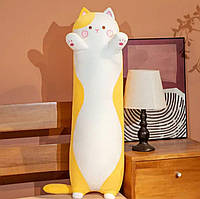 Кот батон Желтый 90 см, Желтый кот, Длинная мягкая плюшевая игрушка-подушка антистресс
