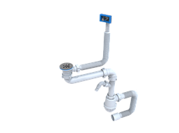 Сифон "Лотос-Мойка-EASY SPACE" (неіржавкий випуск 1*1/2") для мийок з переливом і відведенням для