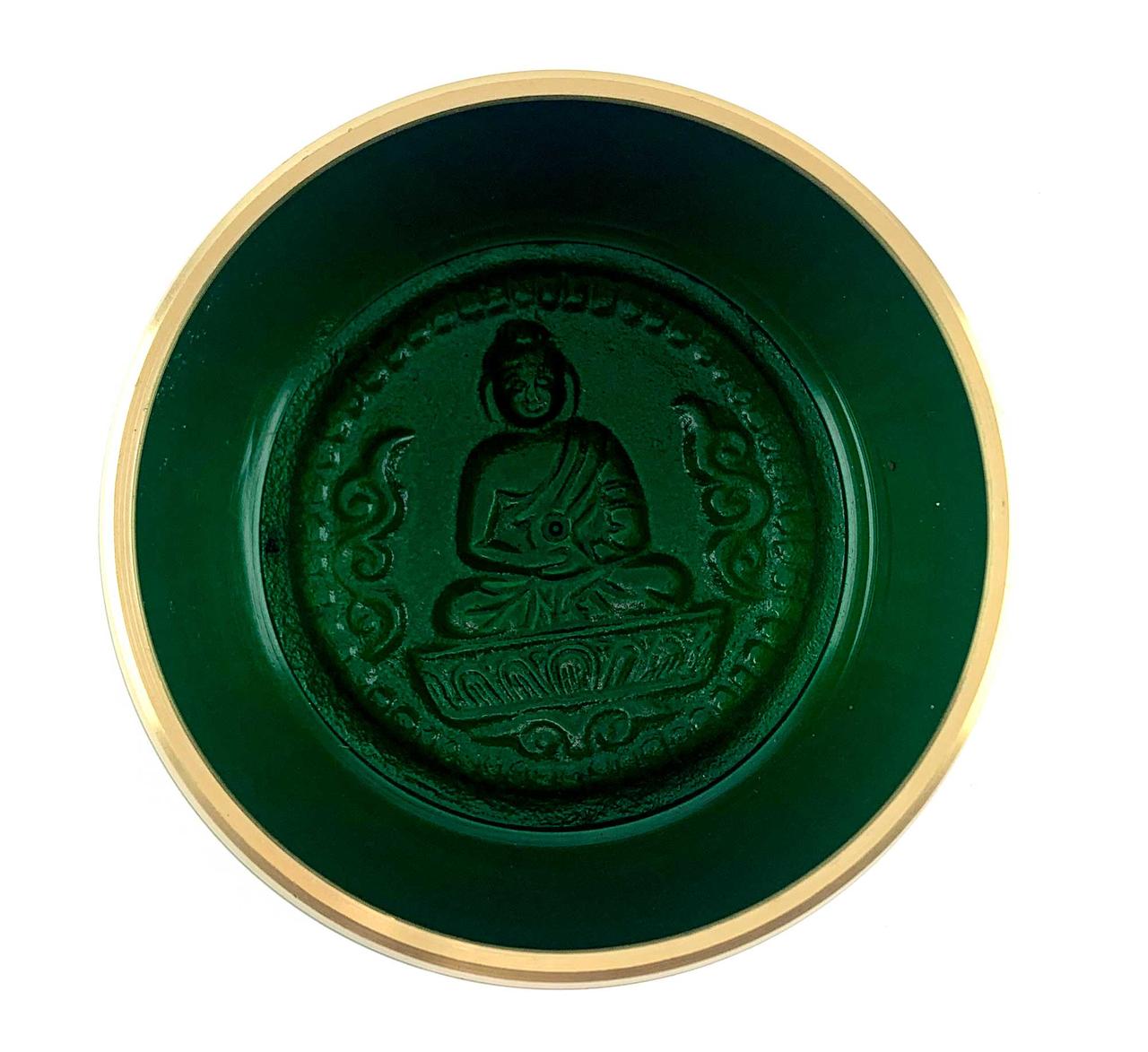 Тибетская бронзовая поющая чаша "Будда" зеленая 11см (34878) - фото 3 - id-p2027768927