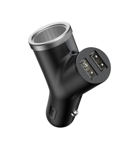 АЗУ Baseus Y type dual USB+cigarette lighter extended car charger 3.1 A CCALL-YX01 Black