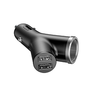 АЗУ Baseus Y type dual USB+cigarette lighter extended car charger 3.1 A CCALL-YX01 Black, фото 3