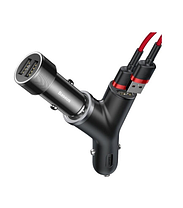 АЗУ Baseus Y type dual USB+cigarette lighter extended car charger 3.1 A CCALL-YX01 Black, фото 4