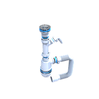 Сифон "Лотос-Мойка" (неіржавкий випуск 1*1/2") з відведенням для пральної машини та гнучкою трубою 40х50.МS-03