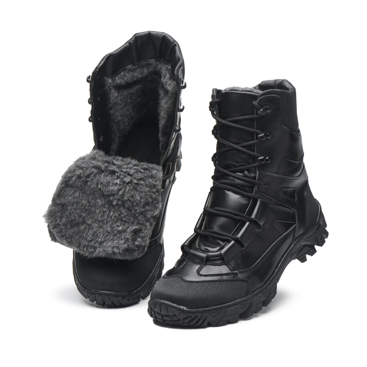 Зимові берці шкіряні військові чорні Арт-106, фото 1