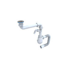 Сифон "Лотос-Мойка-економ місце" (неіржавкий випуск 1*1/2") з відведенням для пральної машини та гнучкою трубою