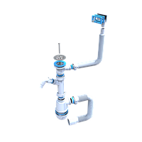 Сифон "Лотос-Мойка" (неіржавкий випуск 1*1/2") для мийок з переливом і відведенням для пральноїмашини, гнучка