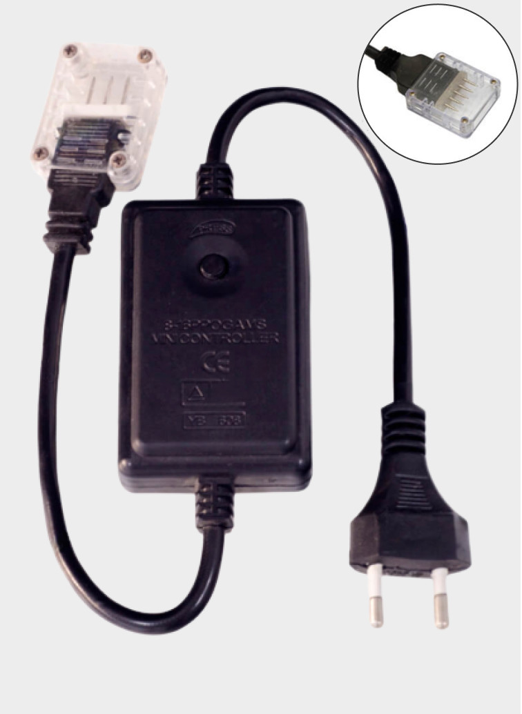 Контроллер для дюралайта 3-х жильный, 220В, 8 режимов, до 20м, IP44 ...